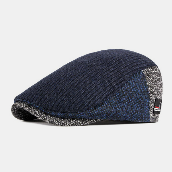 Men British Style Warm Casual Knitted Forward Hat Beret Hat