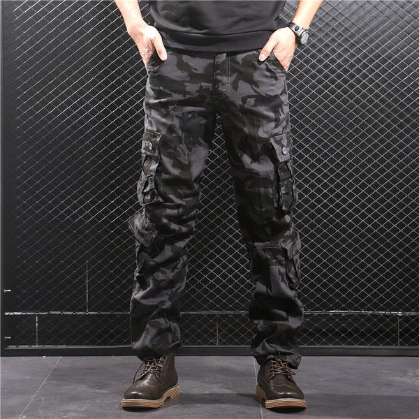 Multi-functional Outdoor Pants Men's Multi-pocket Plus Size Men's  Tactical Pants Black Camouflage