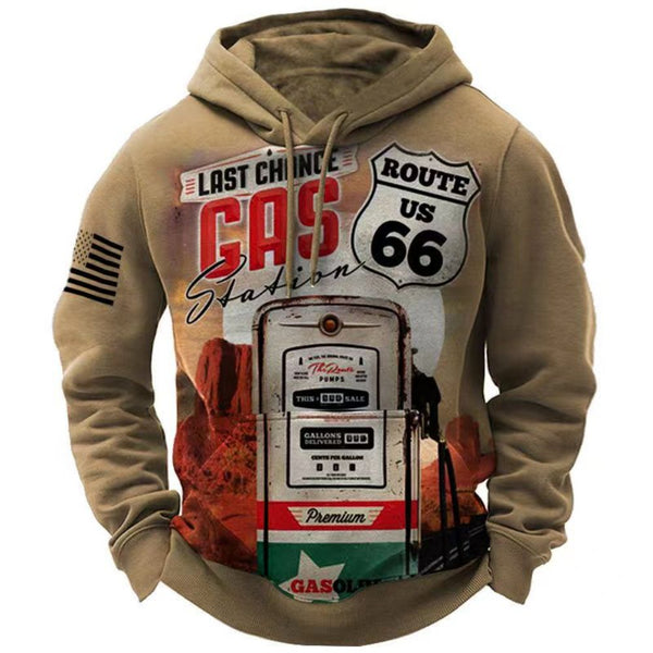 Men's Hoodies Sweatshirt Route Vintage Tops