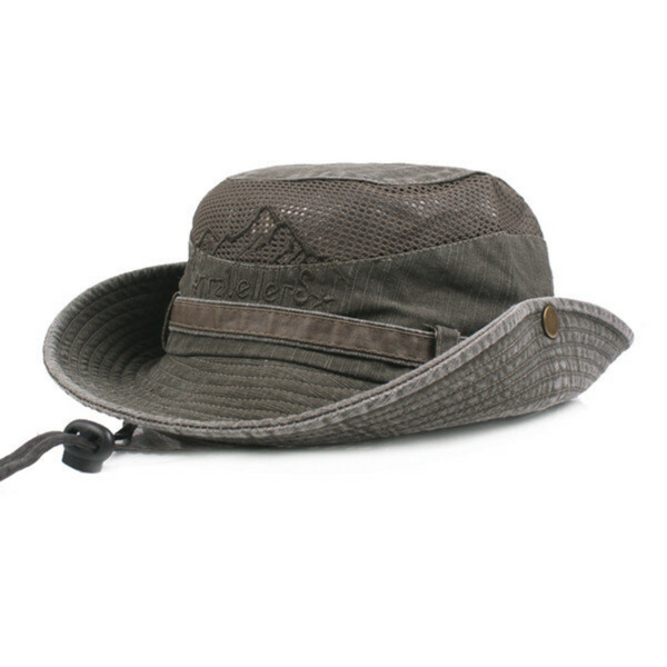 Mens Embroidery Cotton Outdoor Fishing Hat Sunshade Cap