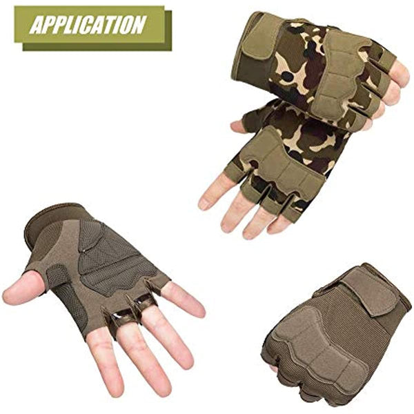 Fingerless Tactical Gloves, Knuckle Protective Breathable Lightweight Outdoor Military Gloves