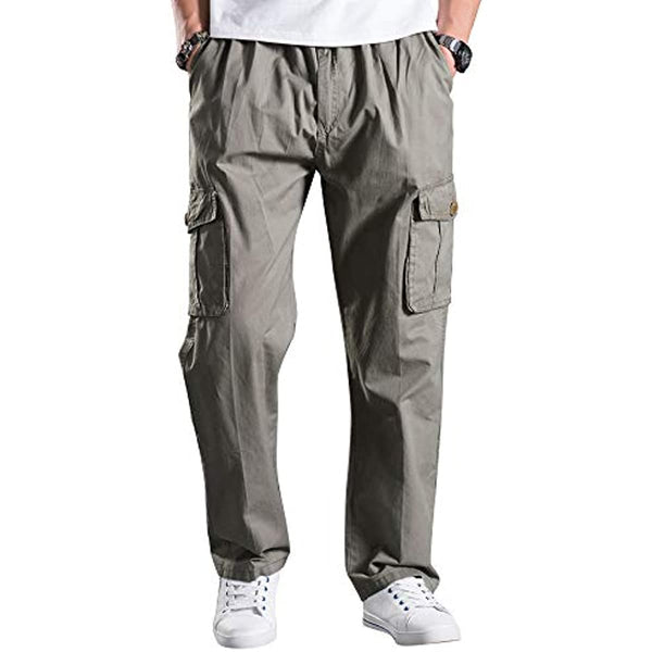SOCOXI Men's Elastic Waist Loose Fit Lightweight Workwear Casual Cargo Pull On Pants