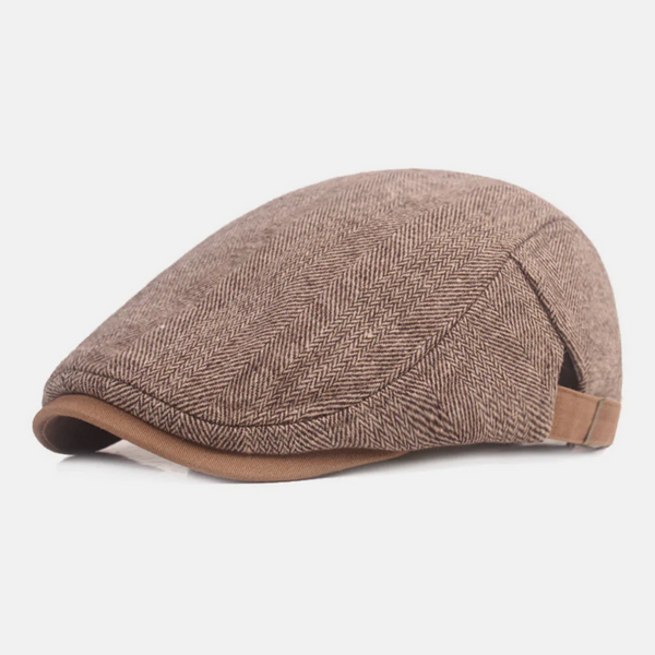 Men Newsboy Hat Cotton Stripes Casual Warmth Beret Flat Cap