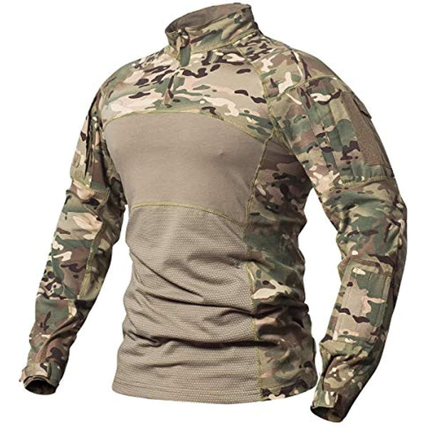 Men's Tactical Military Combat Shirt Cotton Army Assault Camo Long Sleeve T Shirt