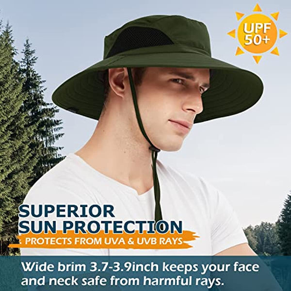 Sun Hat for Men Waterproof Wide Birm Bucket Hat UV Protection Boonie Hat