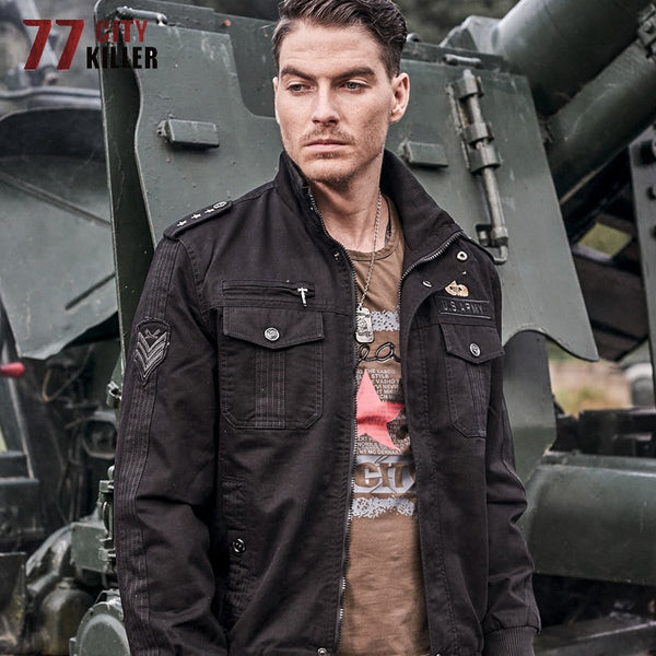 Men Autumn Winter Cotton Tactical Jackets Outwear Cargo Multi-pocket Flight Jacket