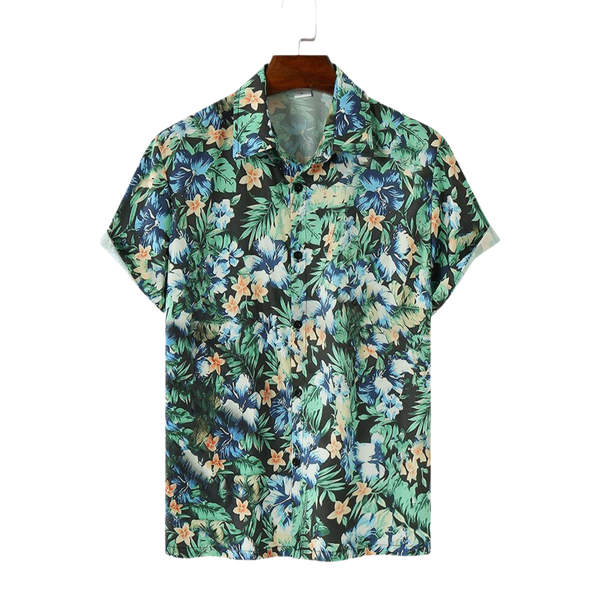 Men Allover Floral Print Hawaiian Plants Paradise Short Sleeve Shirts