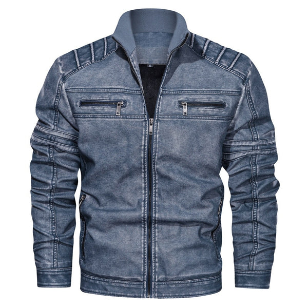 Men Leather Motorcycle Jacket Biker Vintage Slim Bomber Fit Moto Men Autumn Winter Leather Suede