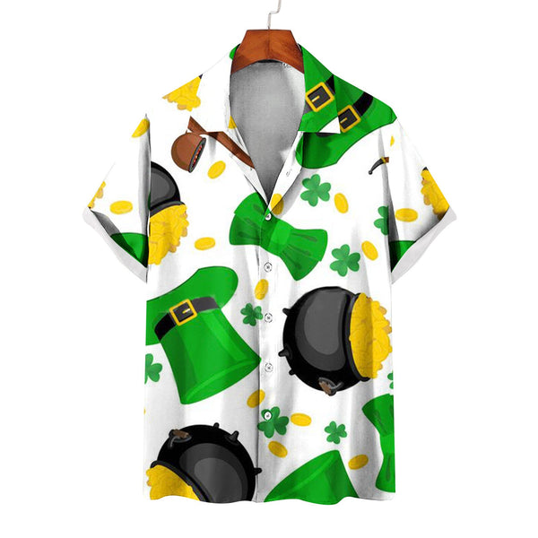 Men's Summer Casual St. Patrick's Day green Short Sleeve Shirt