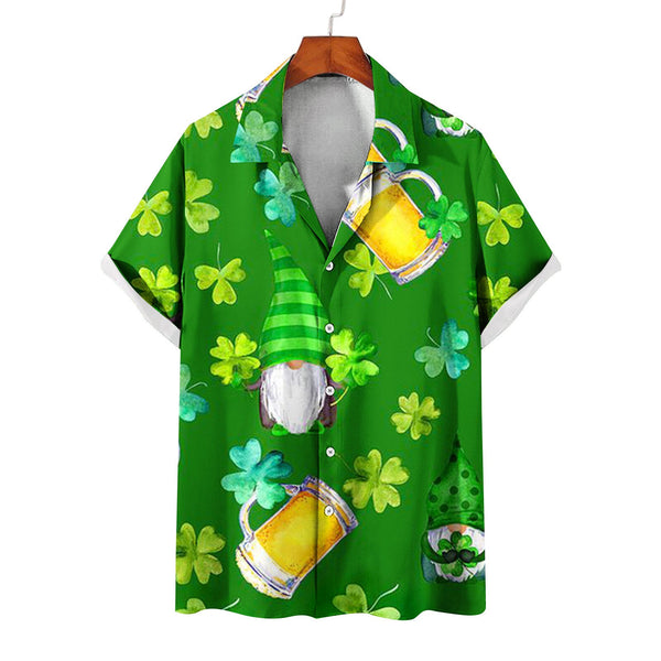 Men's Summer Casual St. Patrick's Day green Short Sleeve Shirt