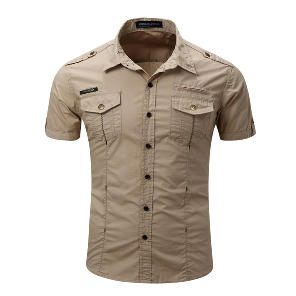Men's Tactical Short Sleeve Shirt Outdoor Military Sports Cotton Shirt