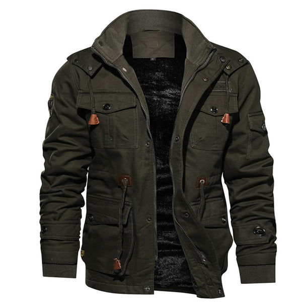 Men's Jackets Full Zip Sport Lined Winter Coat With Many Pockets And Adjusting Hood