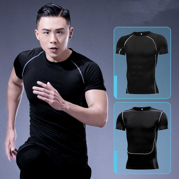 Men's Casual Fitness Clothes Sports Quick-drying Short-sleeved T-shirt Elastic Tights
