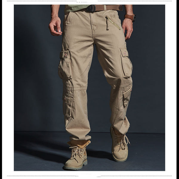 Men's Casual Pants Multi-Pocket Men's Straight Camouflage Tactical Pants Black
