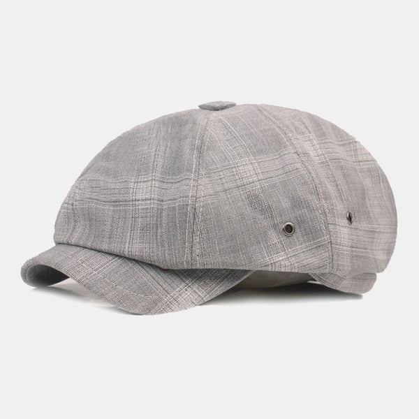 Men Newsboy Cotton Solid Vintage Octagonal Hat Beret Flat Cap