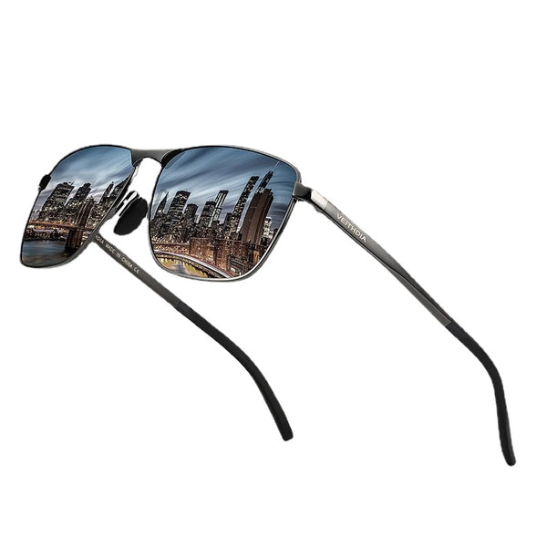 Men's Laser Polarized UV-Proof Sunglasses Square Full Frame Gold Frame Sunglasses